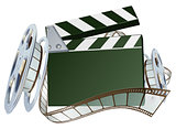 Film reel and clapper board background