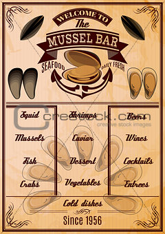 menu template with mussels