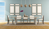 Contemporary blue dining room 