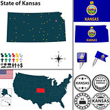 Map of state Kansas, USA