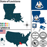 Map of state Louisiana, USA