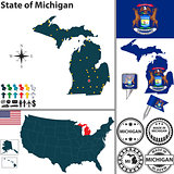 Map of state Michigan, USA