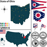 Map of state Ohio, USA