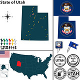 Map of state Utah, USA