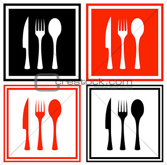 set icons with kitchen ware