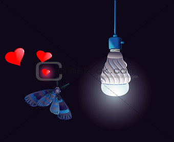 Blue moth with LED bulb
