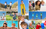 Montage Happy Active Children Playing 