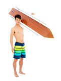 sunny surfer put surfboard on the shoulder