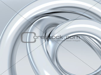 Abstract metallic rings on shined grey background