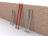 Leadership concept with three ladders