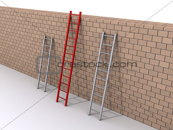 Leadership concept with three ladders