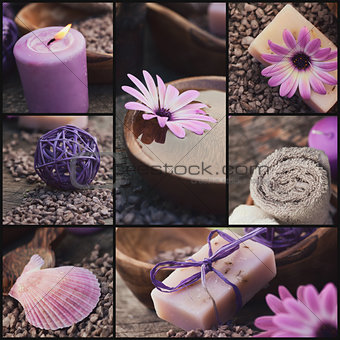 Purple spa collage