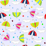 seamless background with drops raining umbrellas art