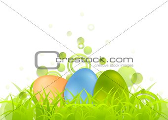 Easter egg background with green grass