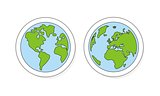 Hand drawn vector planet earth illustration with both globes
