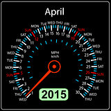2015 year calendar speedometer car in vector. April.
