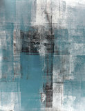 Teal and Black Abstract Art Painting