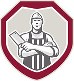 Butcher With Meat Cleaver Shield Retro