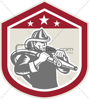 Fireman Firefighter Fire Hose Shield Retro
