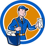 Mailman Postman Delivery Worker Circle Cartoon