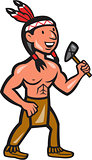 Native American Holding Tomahawk Cartoon