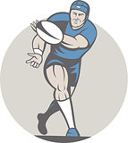 Rugby Player Running Ball Isolated Cartoon
