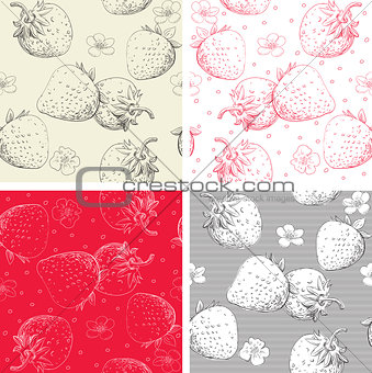 Strawberry seamless patterns