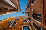 Old Historical Houses Facades in Venice, Italy