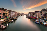 View on Grand Canal from Rialto Bridge, Venice, Italy