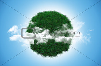 Grass globe with clouds