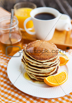 Breakfast with pancakes