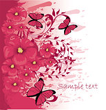 Grunge paint flower background with butterfly, element for desig