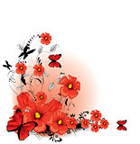 Floral background red 