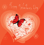 Greeting card with floral heart 
