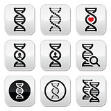 DNA, genetics vector buttons set