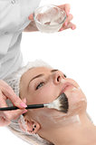 beauty salon, facial mask applying