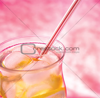 cold fresh lemonade  on  pink background