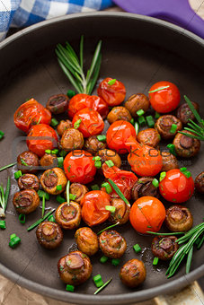 Roasted mushrooms with cherry tomatoes