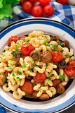 Pasta with roasted mushrooms and cherry tomatoes