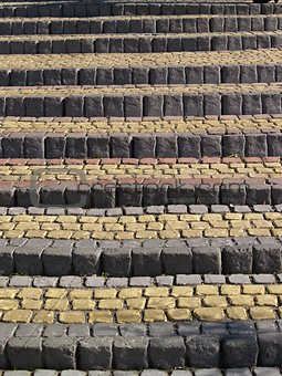 Stone pavement stairs