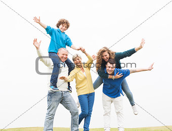 Cheerful family having fun on holiday