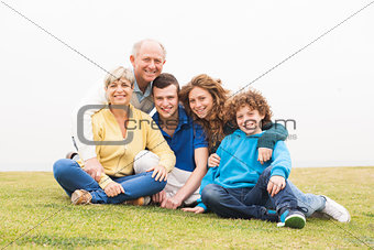 Happy family posing together