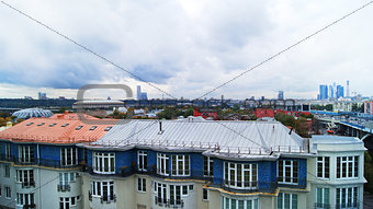 View on Moscow city on a cloudy day