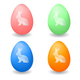 Colorful Easter eggs with bunny rabbits