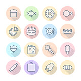 Thin Line Icons For Food