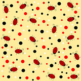 ladybug seamless pattern, abstract texture; vector art illustration