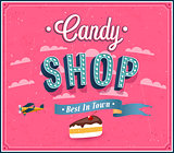 Candy shop typographic design.