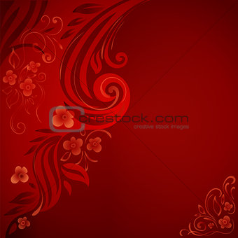 Abstract background with flowers and leaves