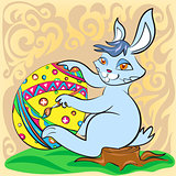 Easter bunny with big egg and brush