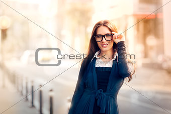 Young Woman with Glasses Out in the City
